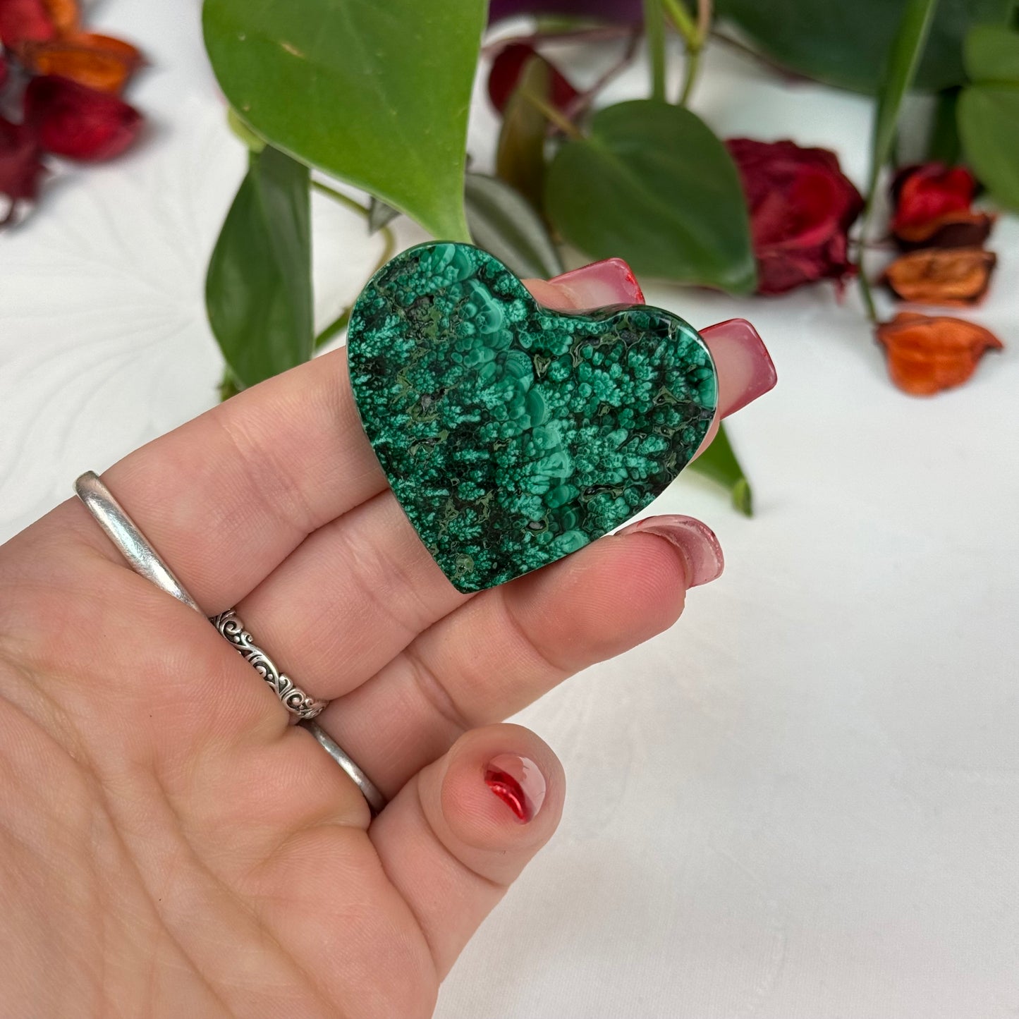 Velvet Flower Malachite Love Heart