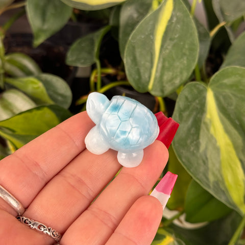 Mini Larimar Turtle - Crystal Carving