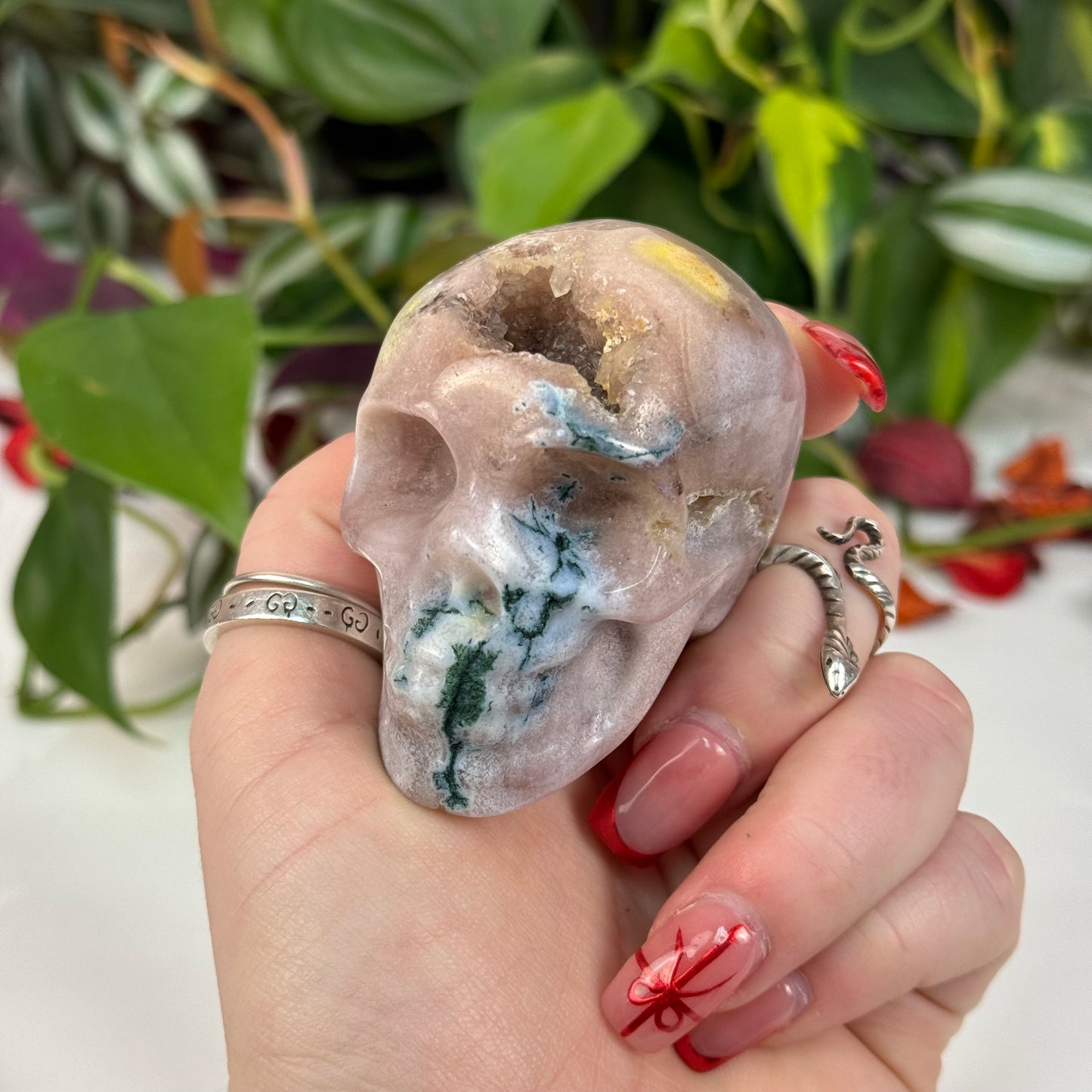 Flower Agate Skull