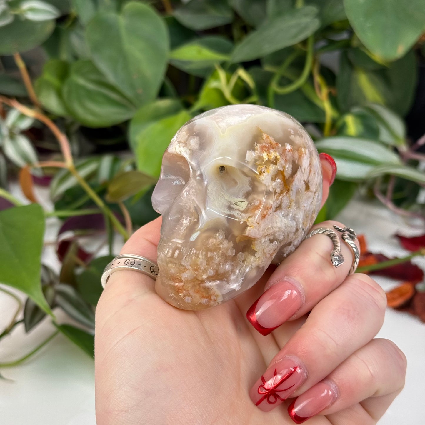 Flower Agate Skull