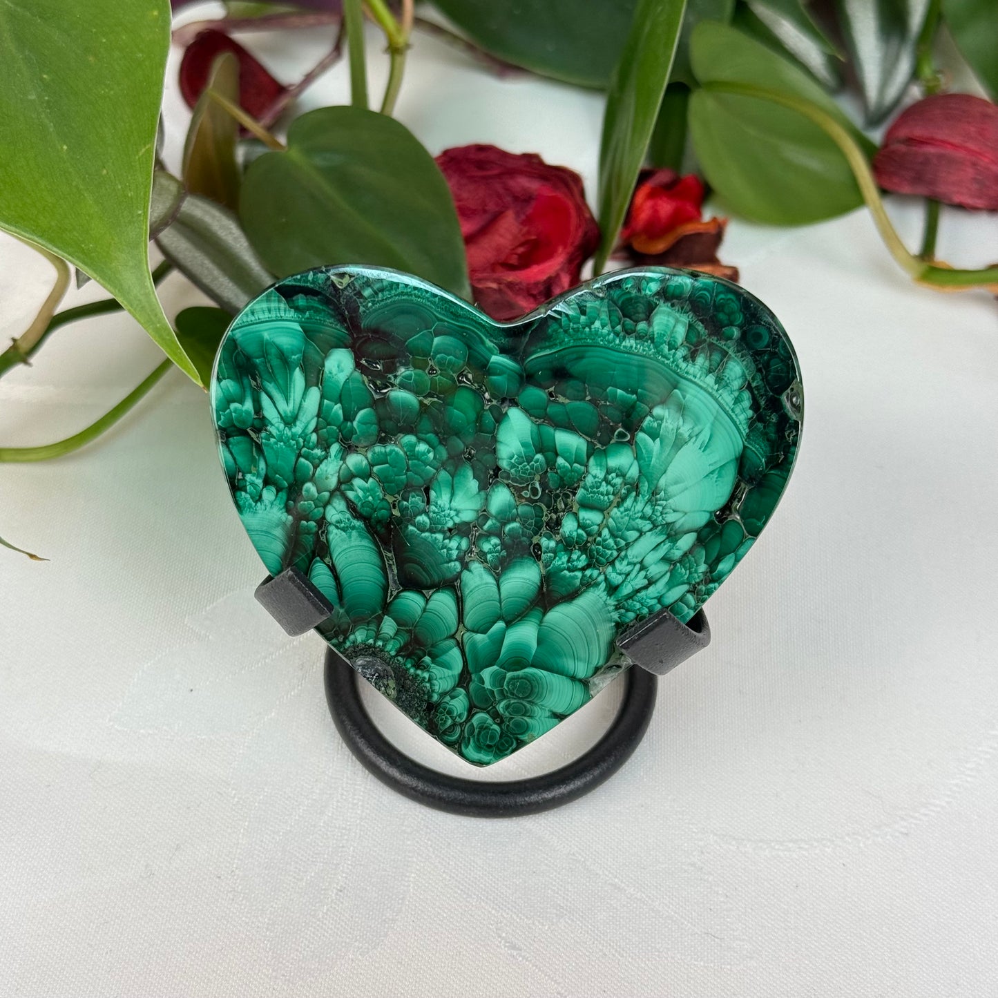 Velvet Flower Malachite Love Heart