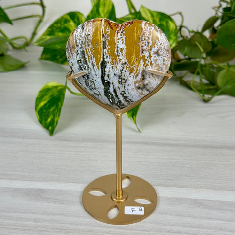 Ocean Jasper Heart (W/ Custom Stand)