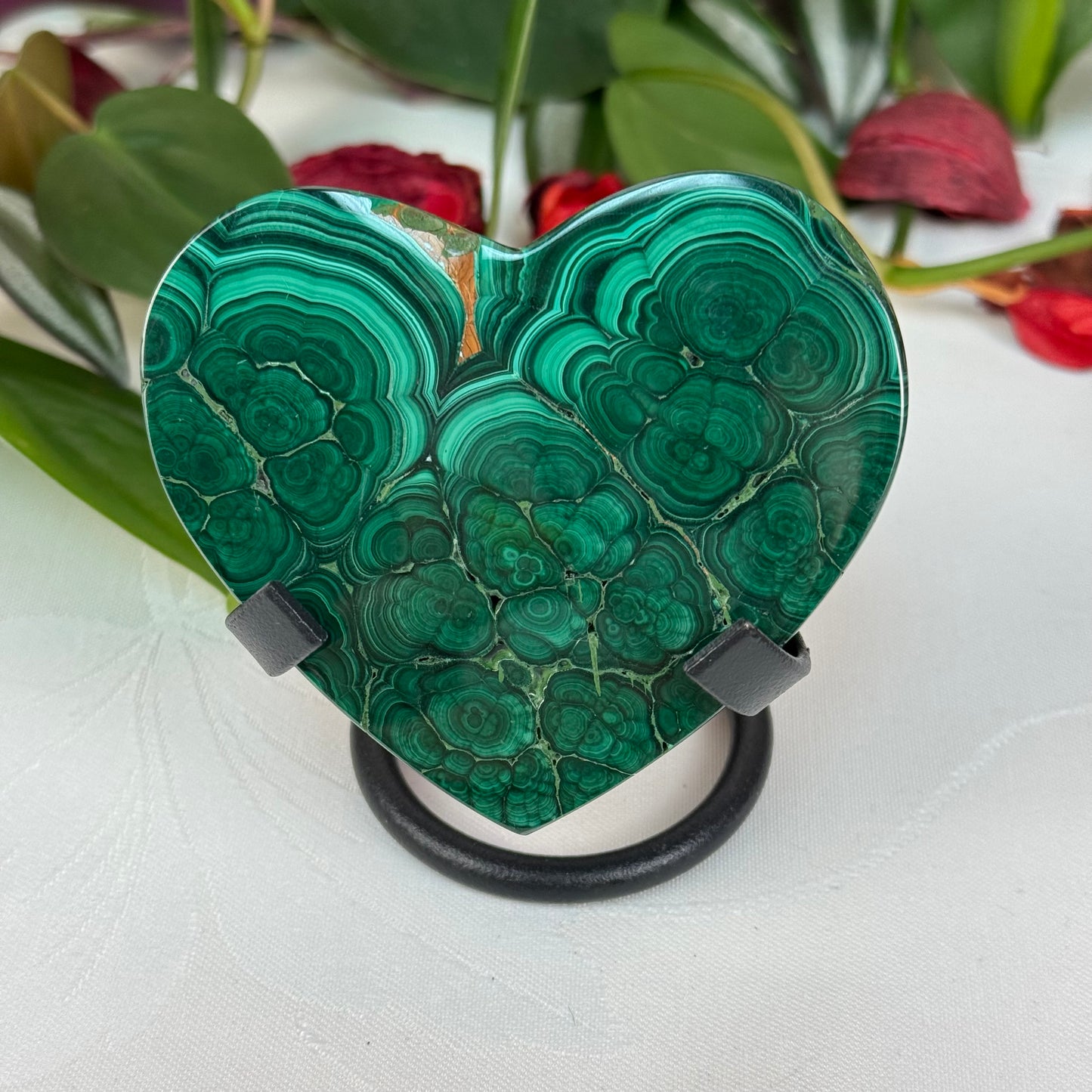 Velvet Flower Malachite Love Heart