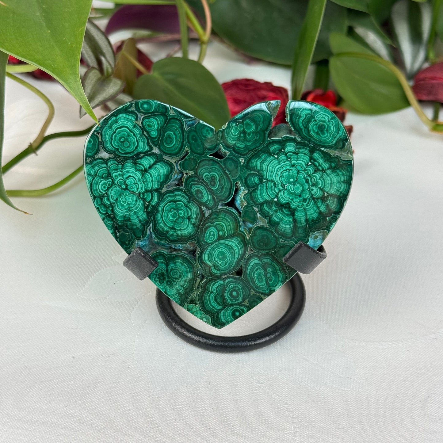 Velvet Flower Malachite Love Heart