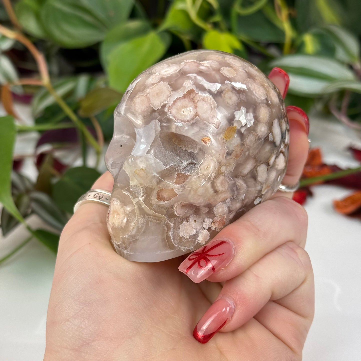 Flower Agate Skull