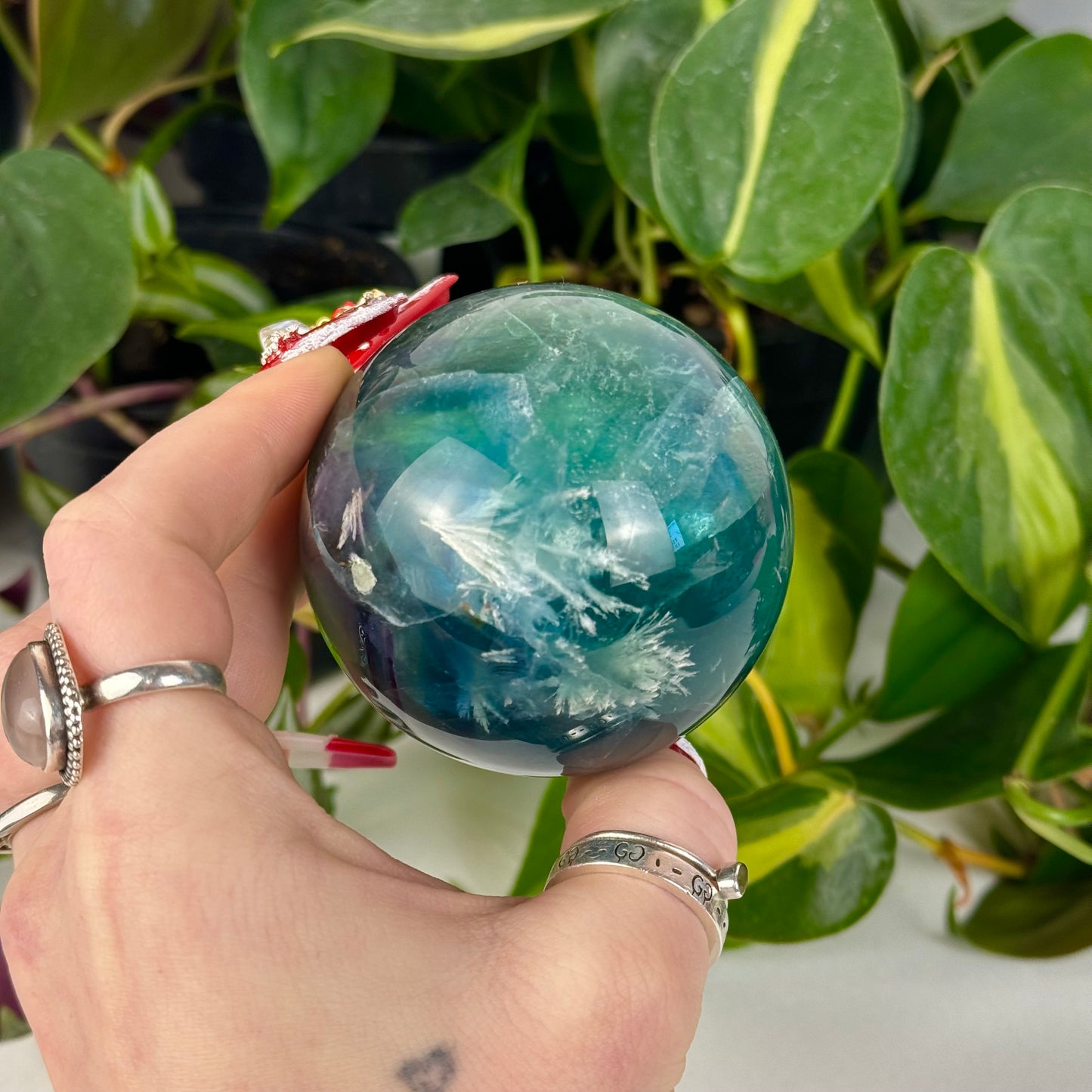 Feather Fluorite Sphere