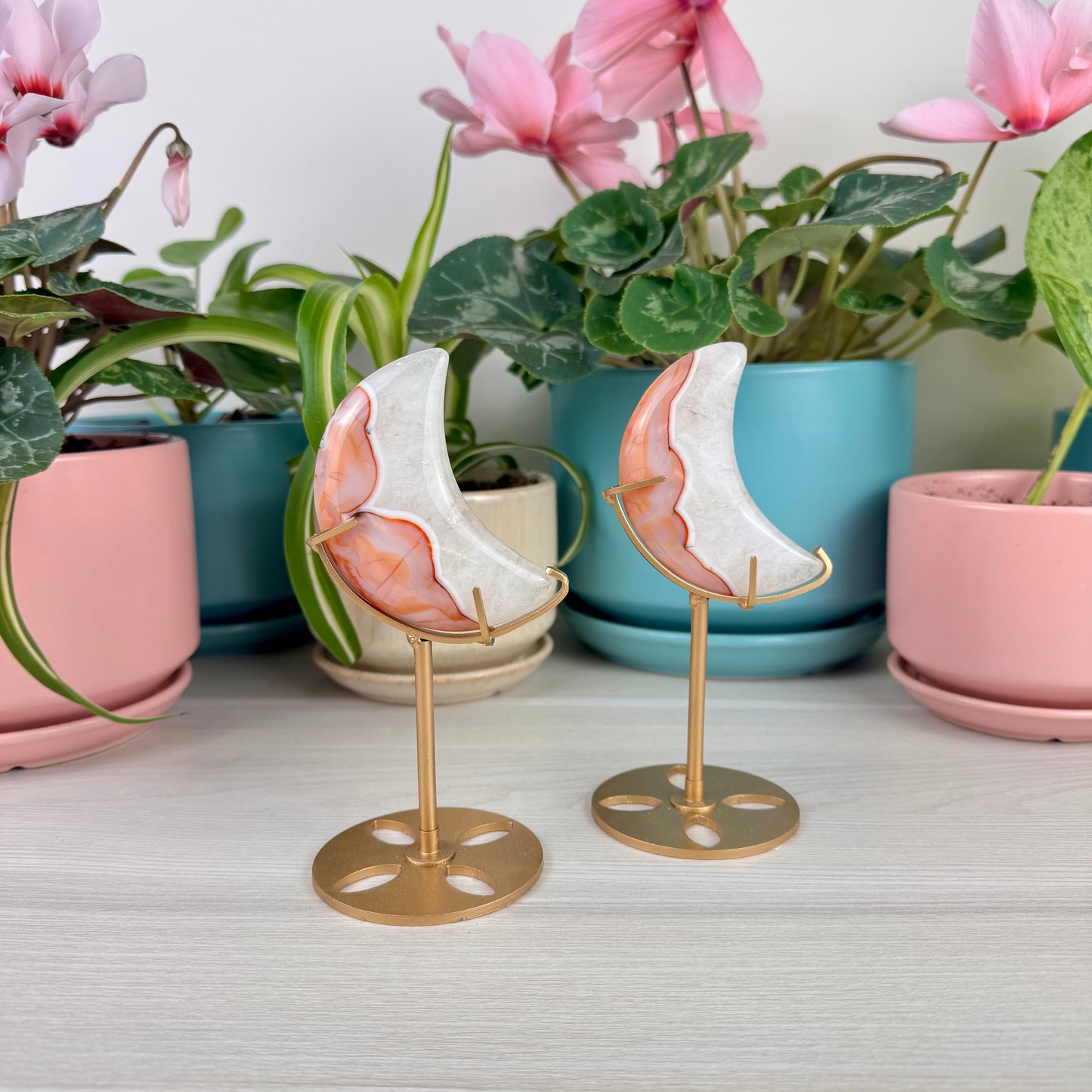 Pink Carnelian Moon (W/ Stand)