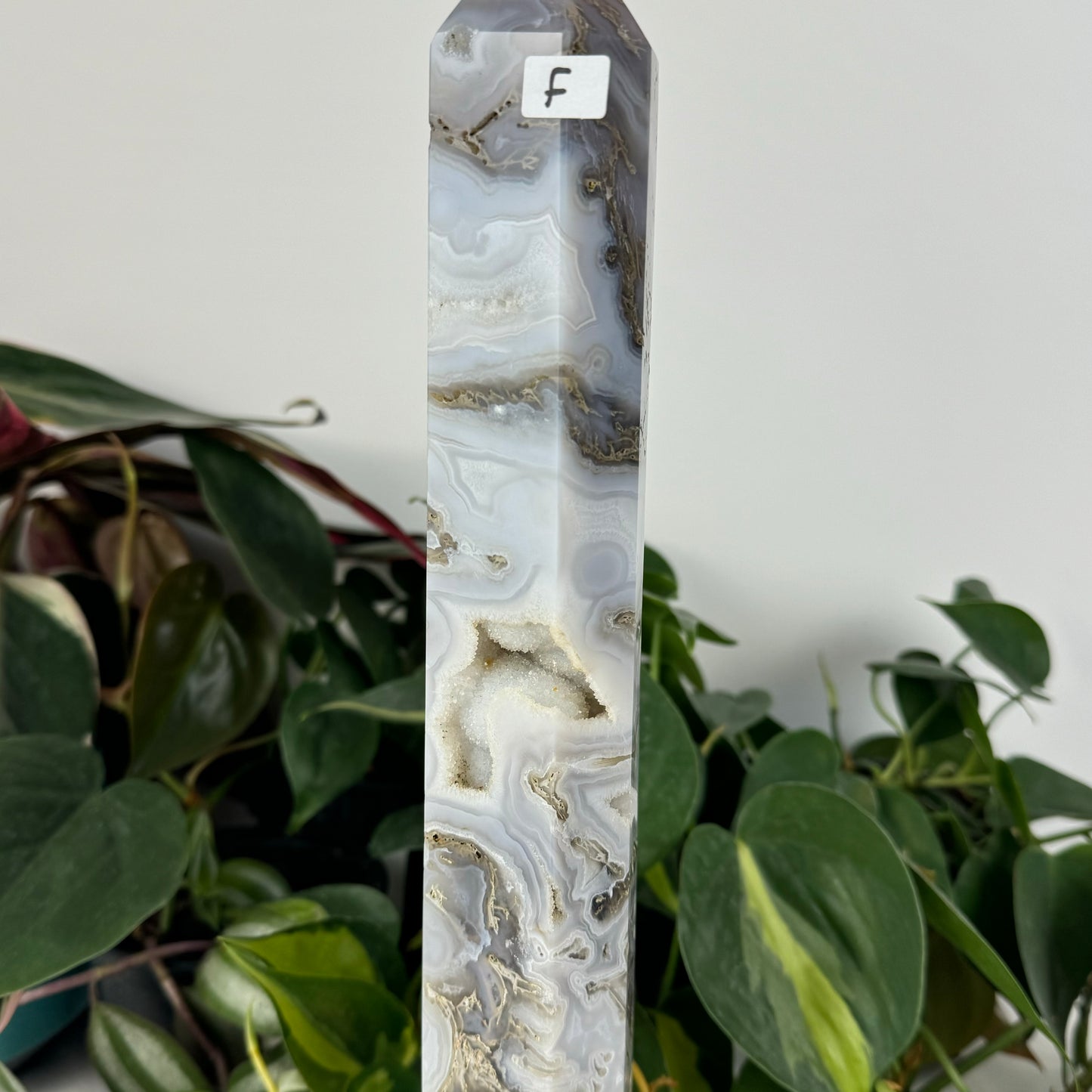 Snowy Moss Agate Tower