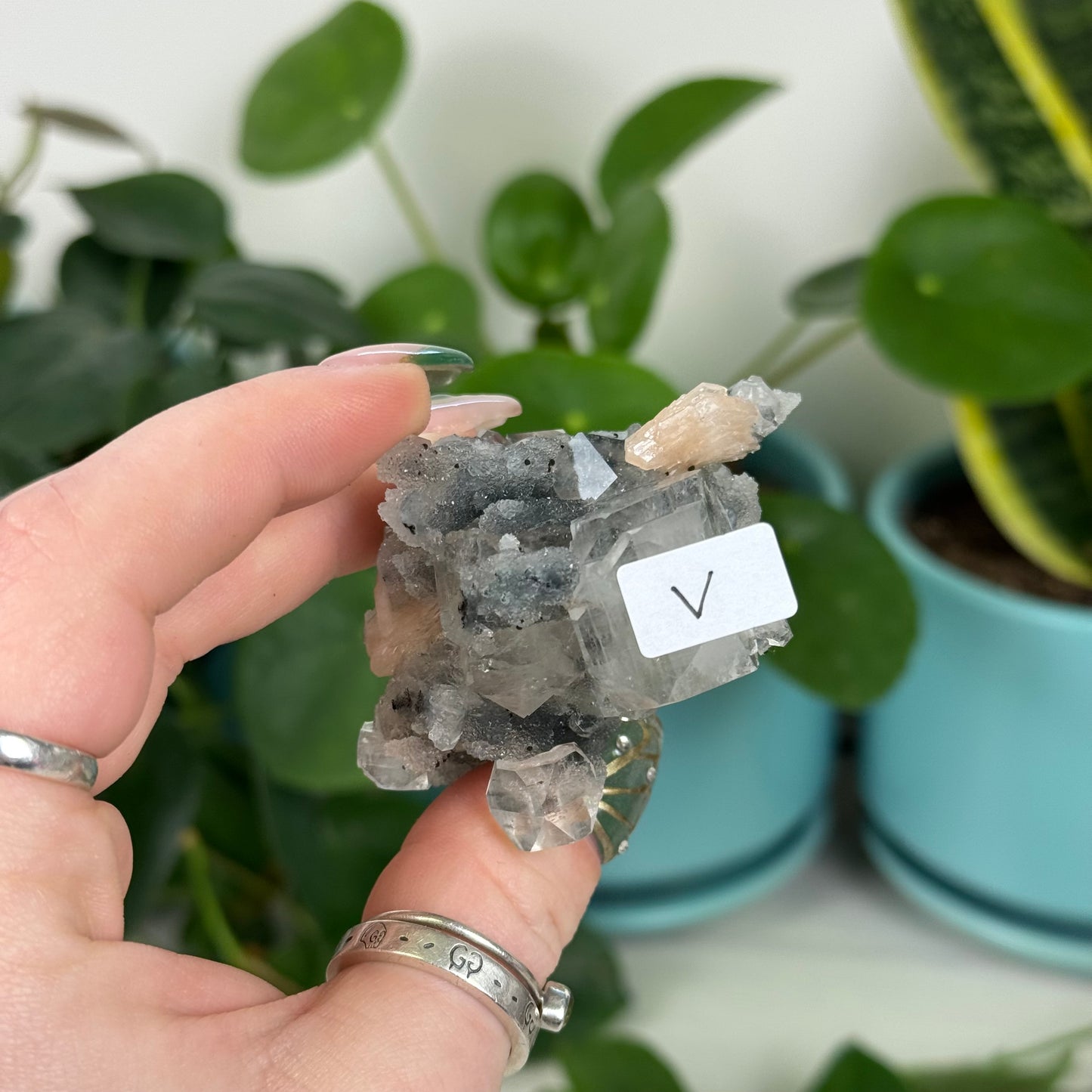 Black Chalcedony with Glossy Apophyllite