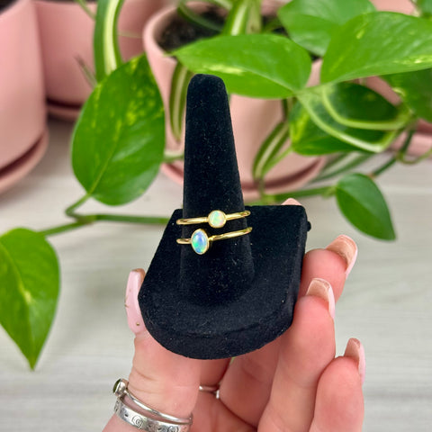Gold Vermeil Polished Ethiopian Opal Stackable Ring
