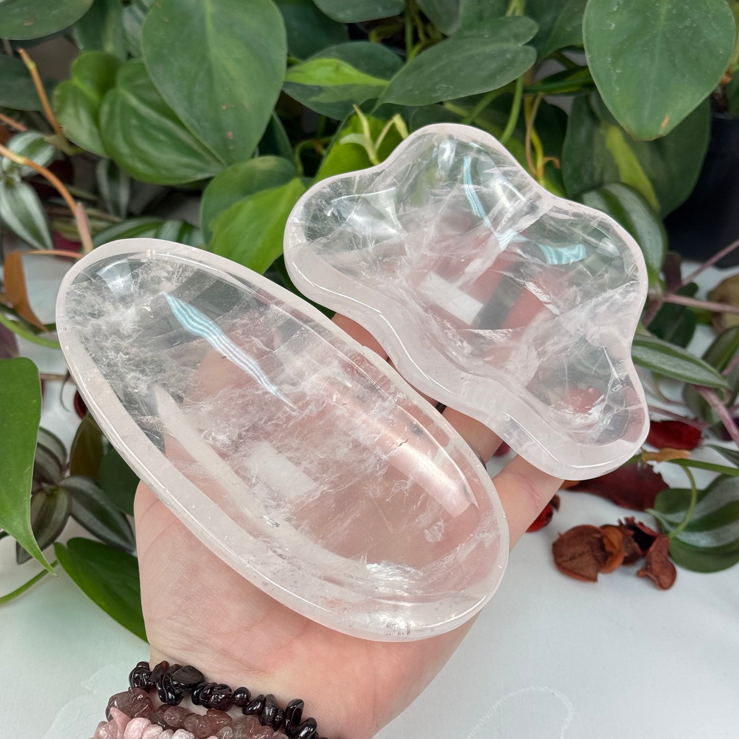 Clear Rose Quartz Dish