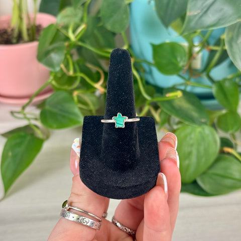 Sterling Silver Malachite Turtle Ring