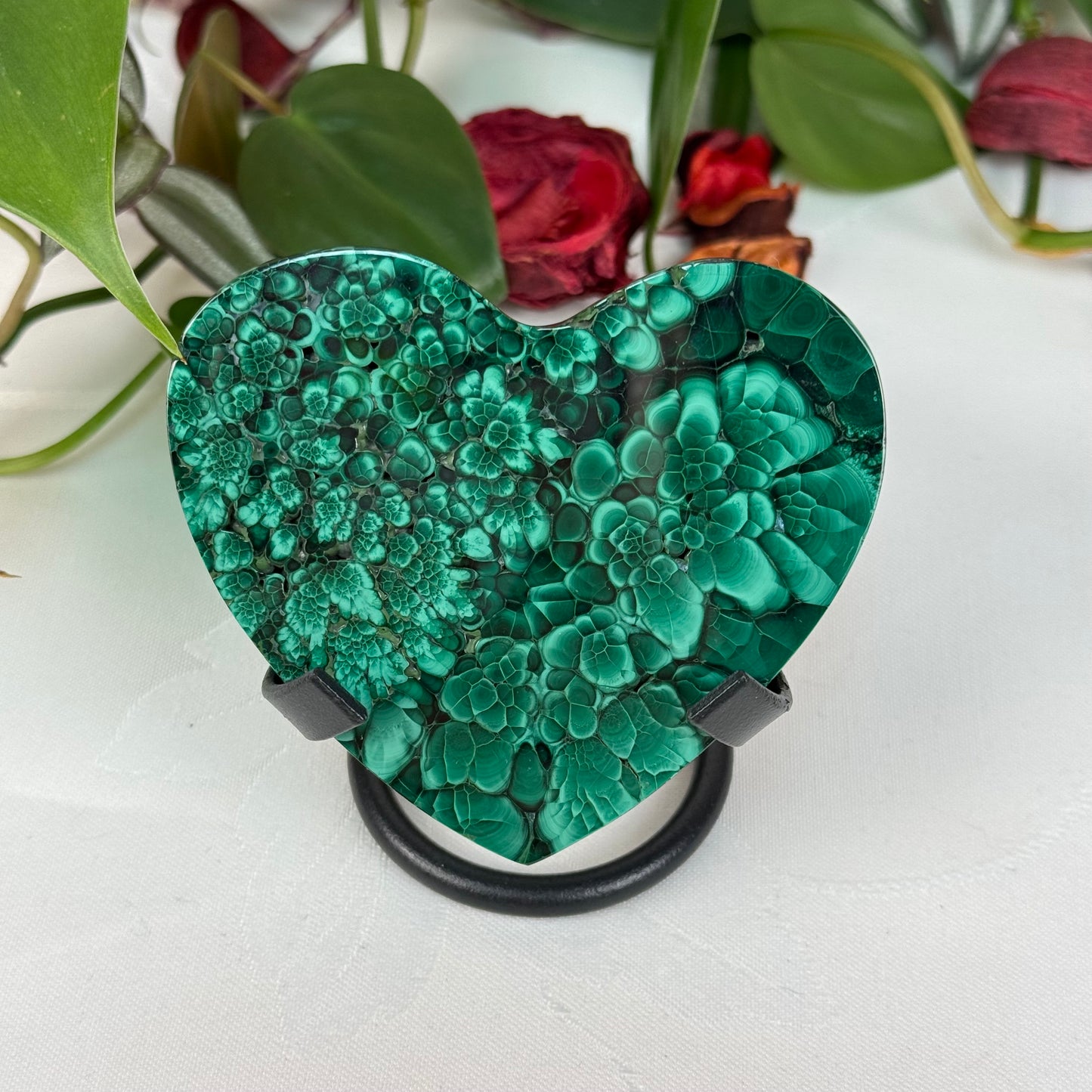 Velvet Flower Malachite Love Heart