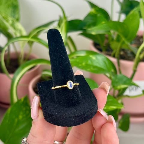 Gold Vermeil Stackable Faceted Rainbow Moonstone Ring