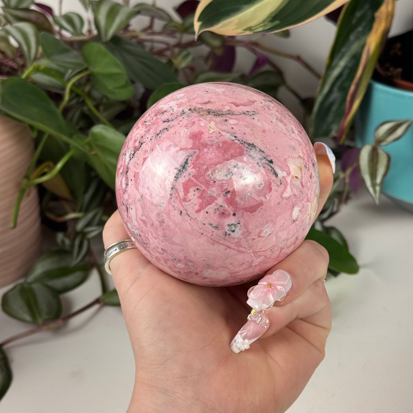 Bubble Gum Peruvian Rhodonite Sphere