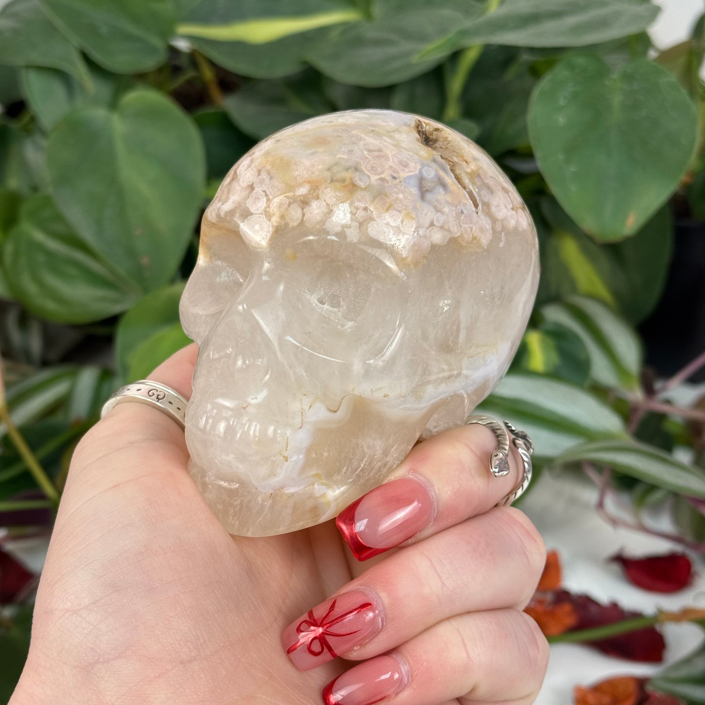 Flower Agate Skull