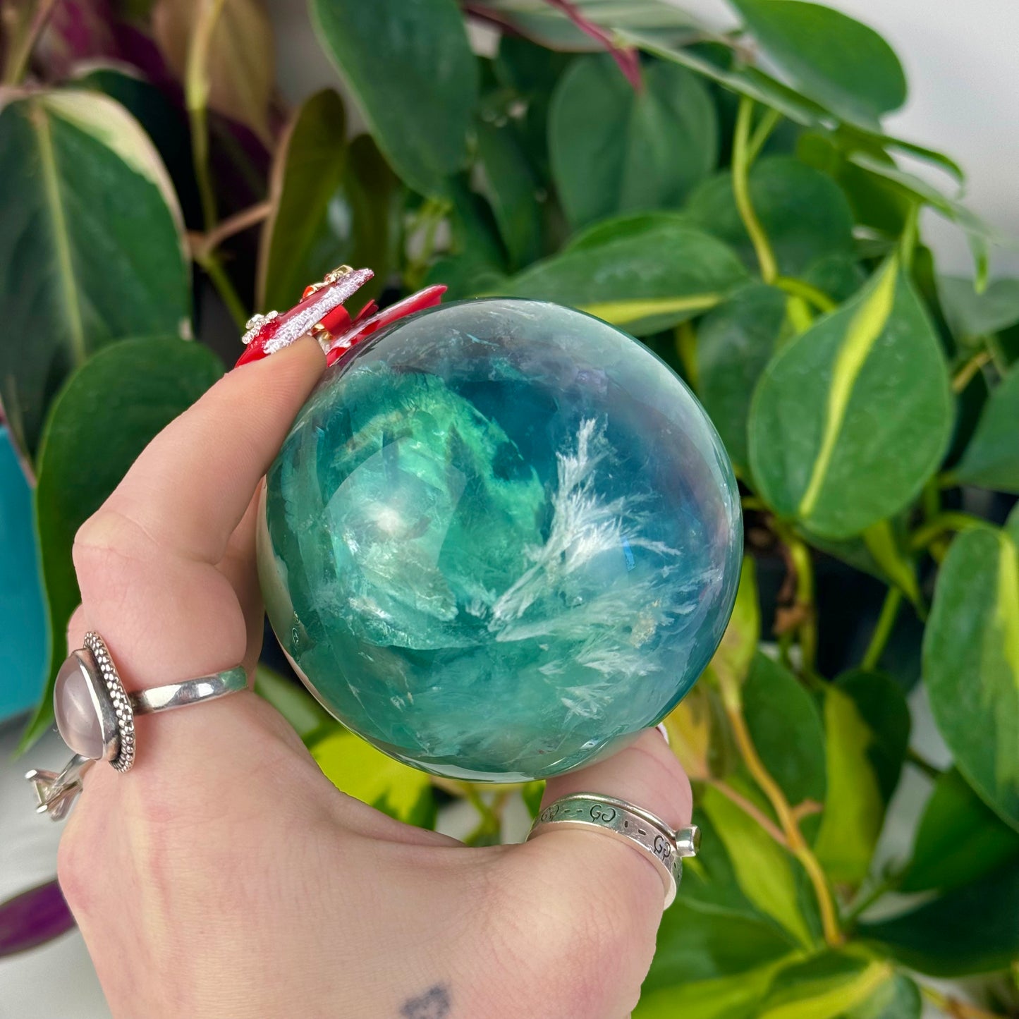 Feather Fluorite Sphere