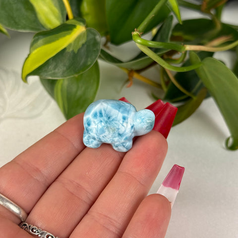 Mini Larimar Turtle - Crystal Carving