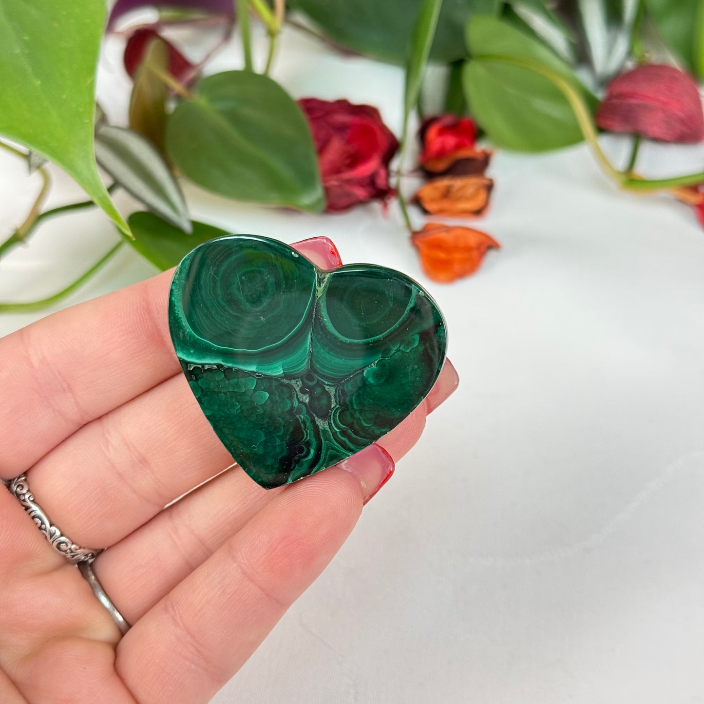 Velvet Flower Malachite Love Heart