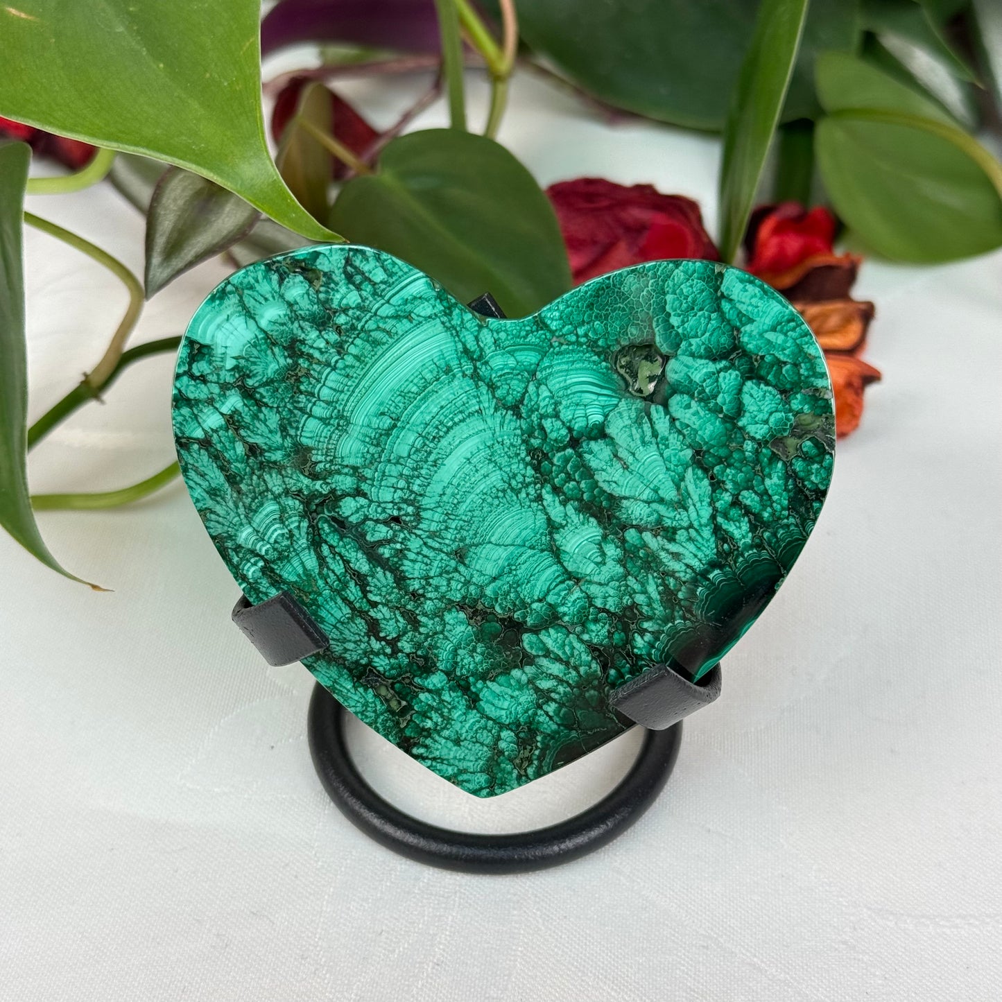 Velvet Flower Malachite Love Heart