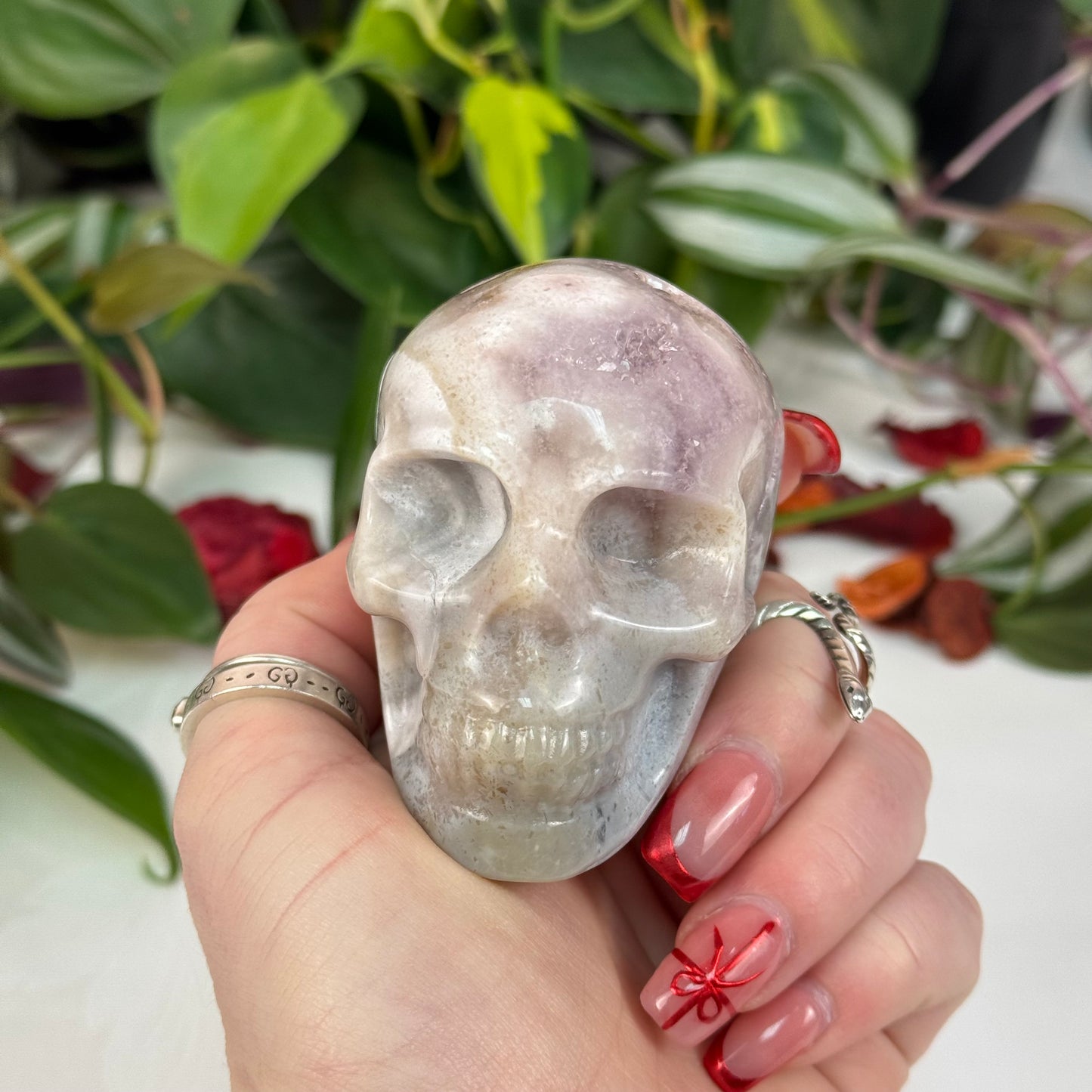 Flower Agate Skull