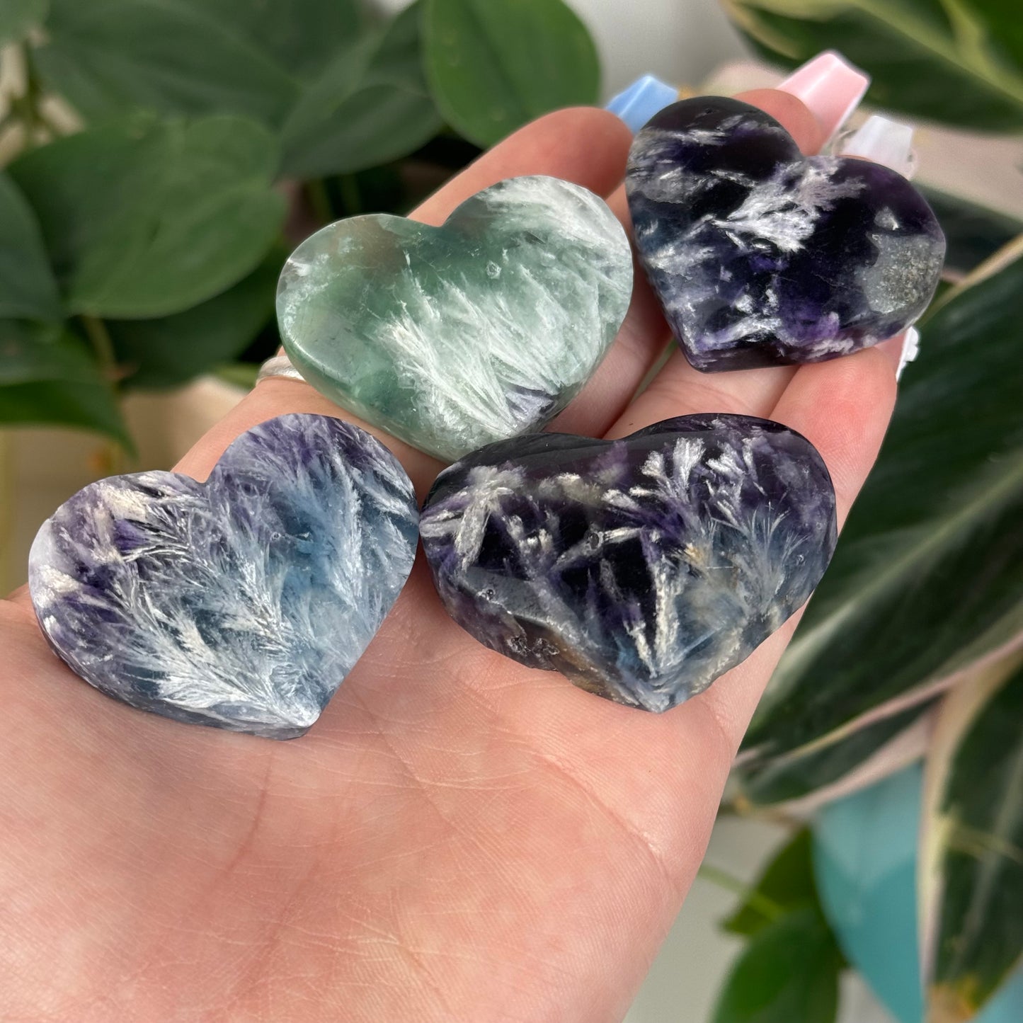 Imperfect Feather Fluorite Love Heart