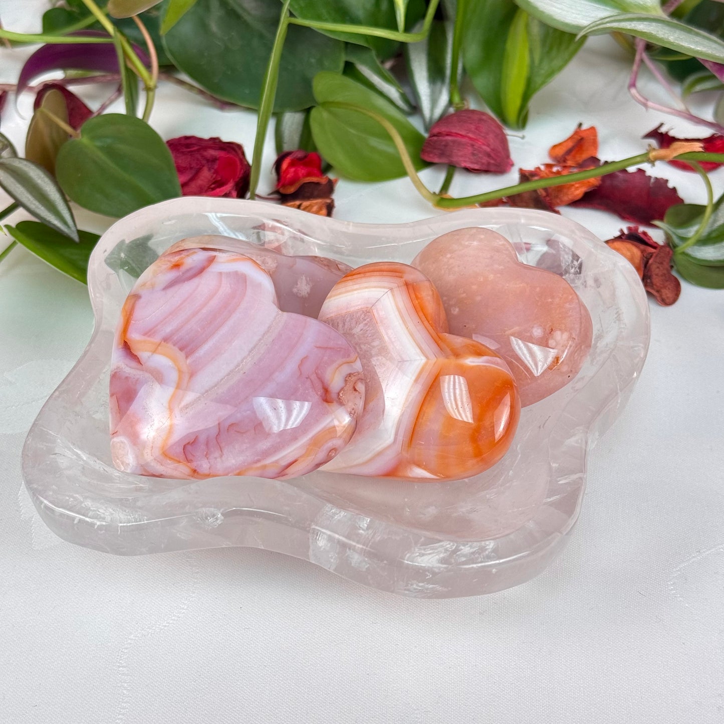 Cherry Blossom Agate Love Heart