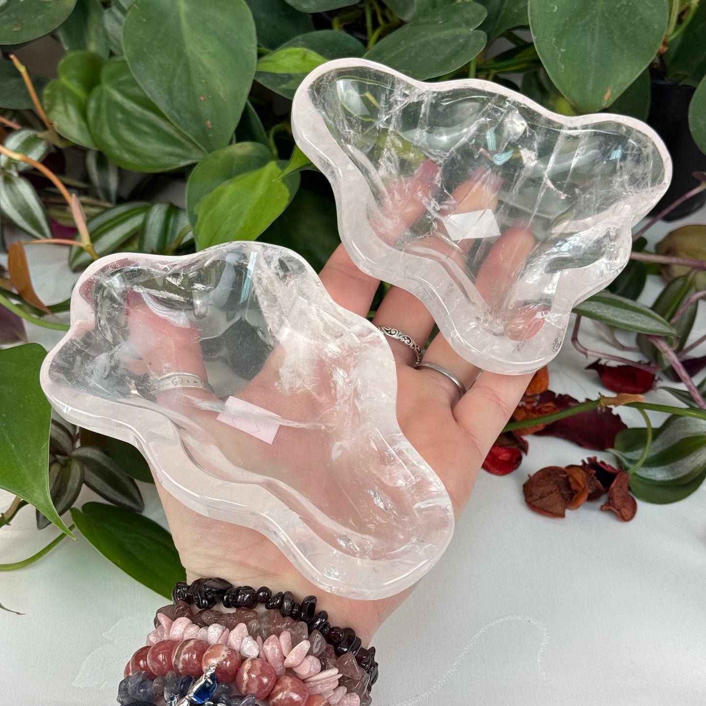 Clear Rose Quartz Dish