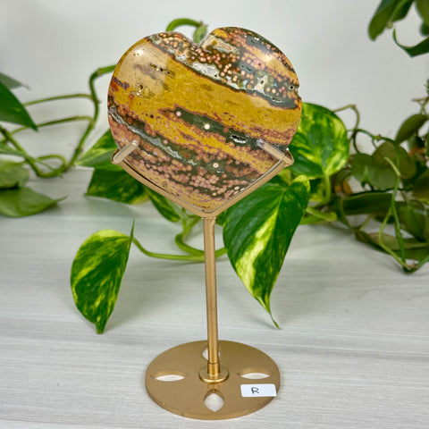 Ocean Jasper Heart (W/ Custom Stand)