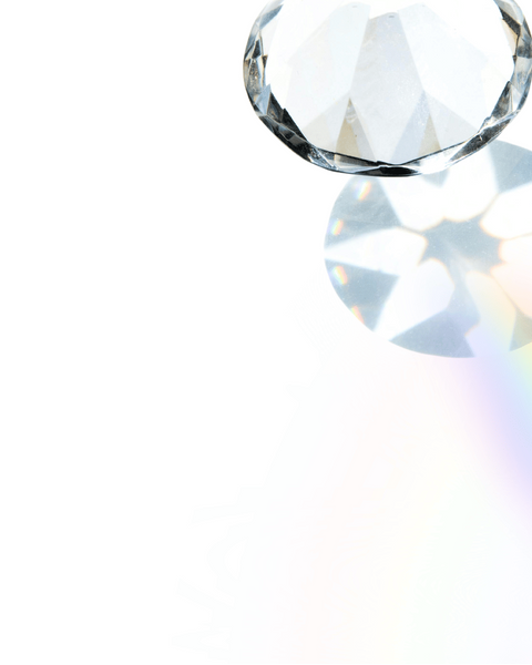 Clear gemstone on a white background