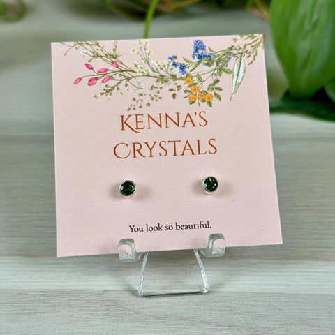 Sterling Silver Chrome Diopside Stud Earrings
