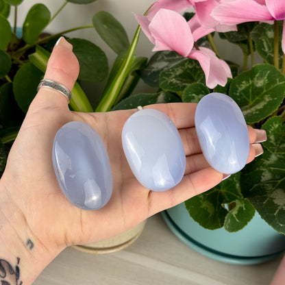 Turkish Blue Chalcedony Palm Stone