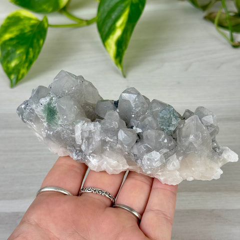 Deep Green Fluorite with Calcite Specimen