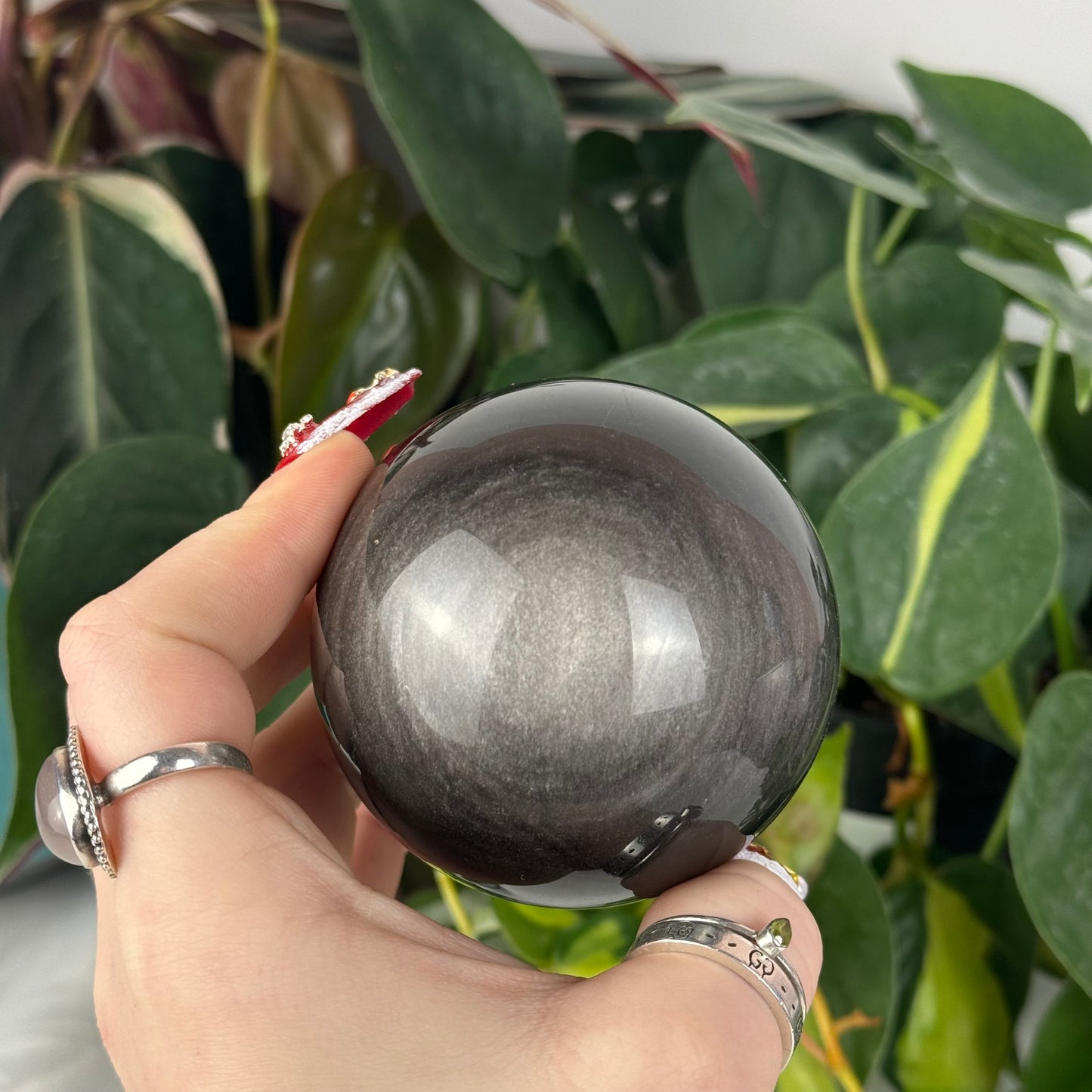 Silver Sheen Obsidian Sphere