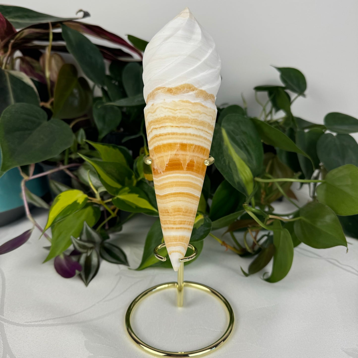 Orange Calcite Ice Cream Cone (W/ Stand)