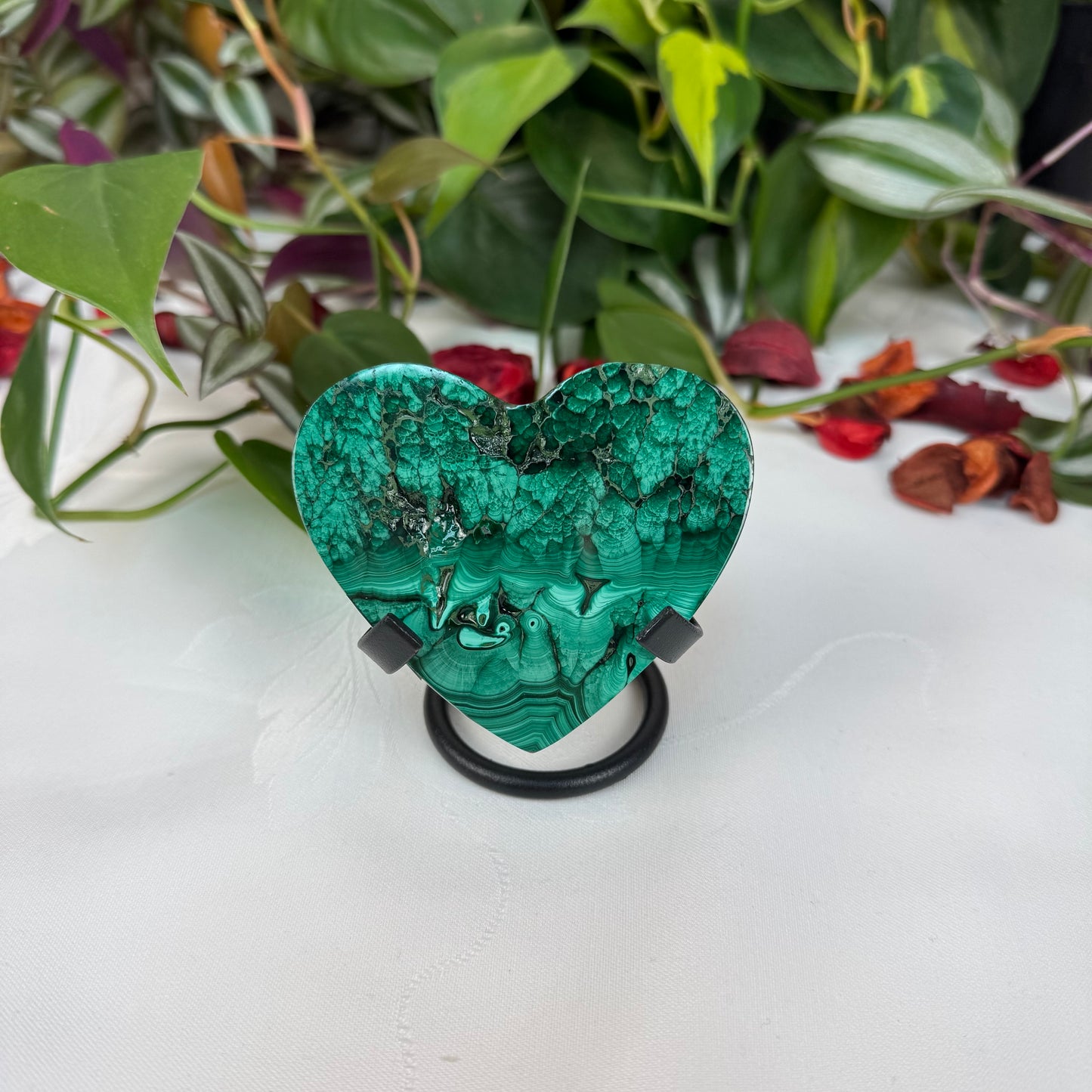 Velvet Flower Malachite Love Heart