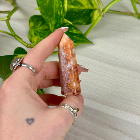 Creamy Pink Flower Agate Tower