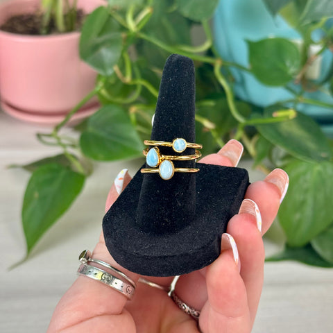 Gold Vermeil Polished Larimar Stackable Ring