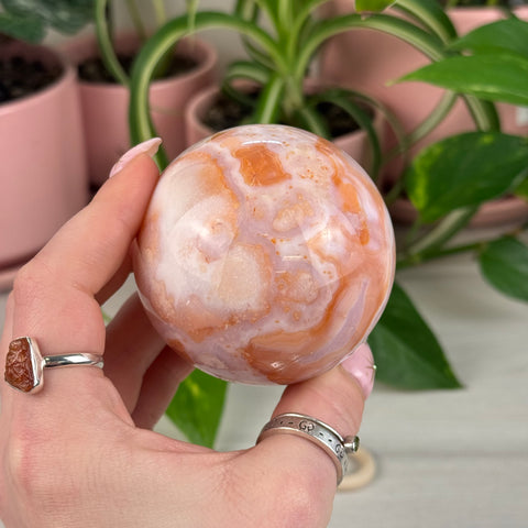 Creamy Pink Flower Agate Sphere