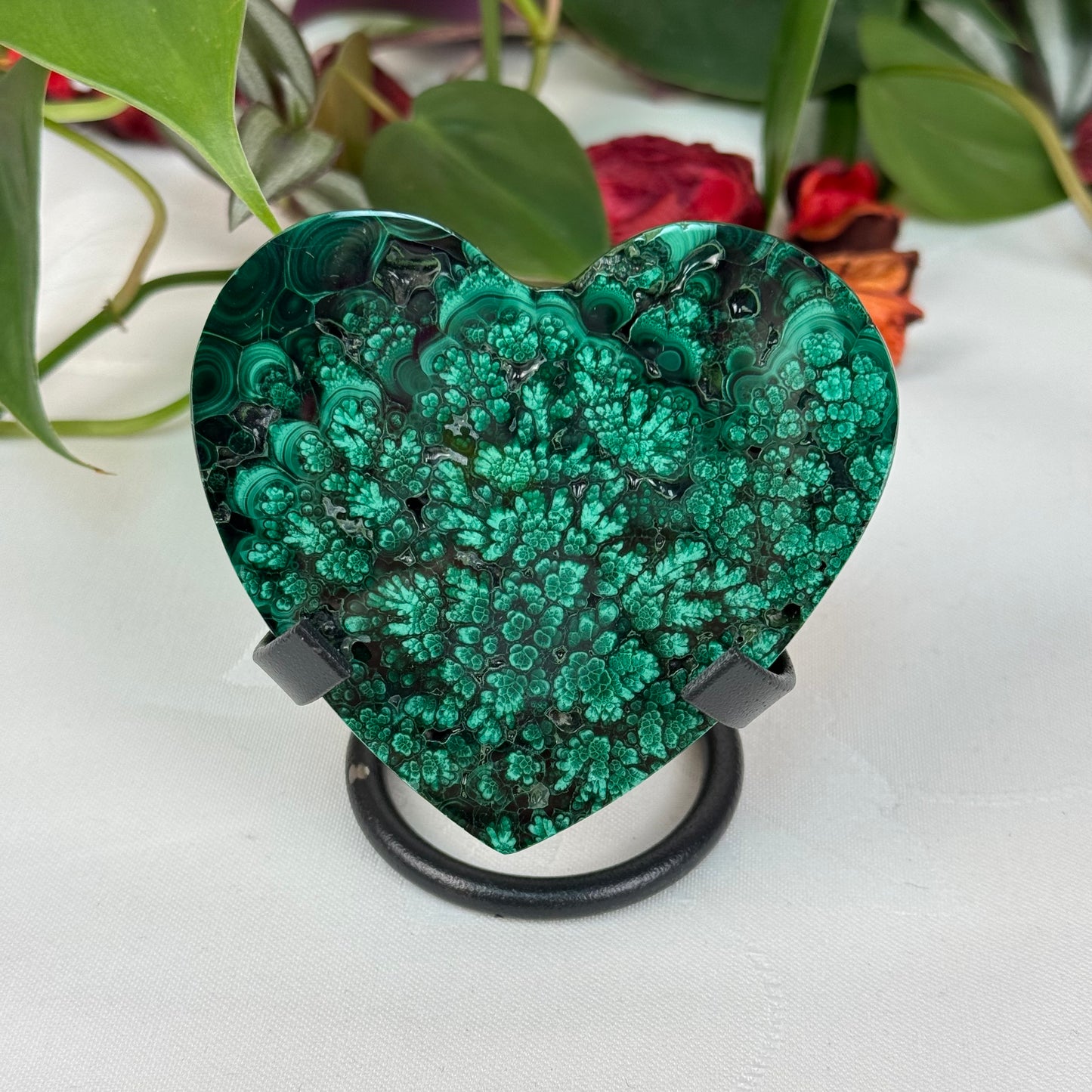 Velvet Flower Malachite Love Heart