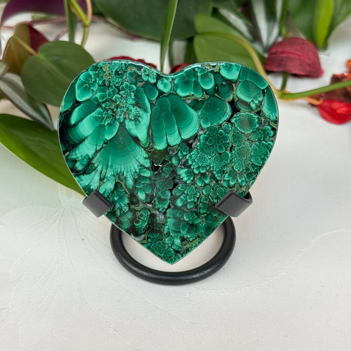 Velvet Flower Malachite Love Heart