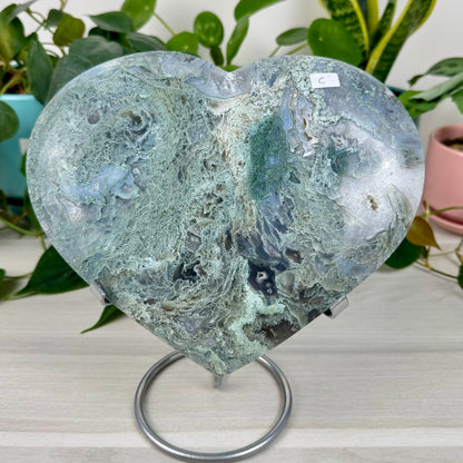 XL Moss Agate Love Heart