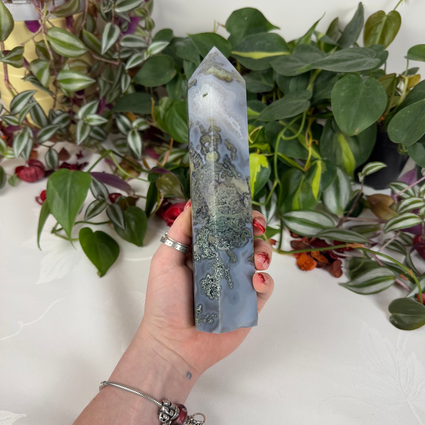 Imperfect XL Moss Agate Tower