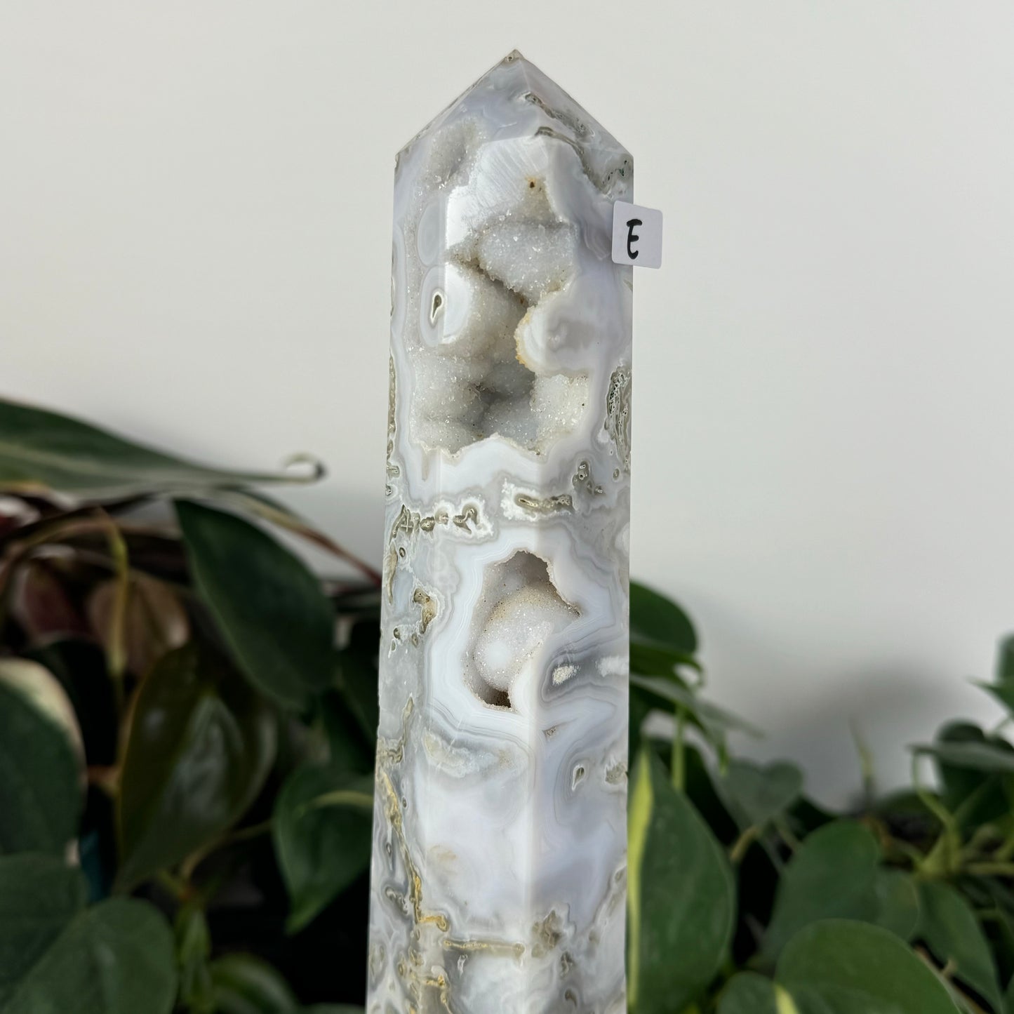 Snowy Moss Agate Tower