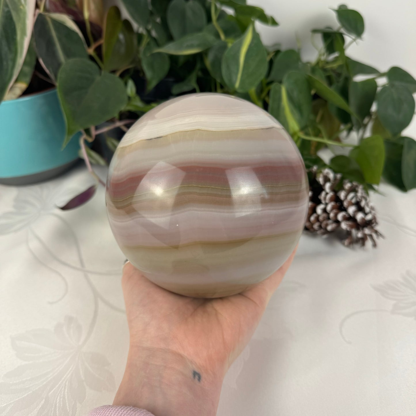 XL Pink Banded Onyx Sphere