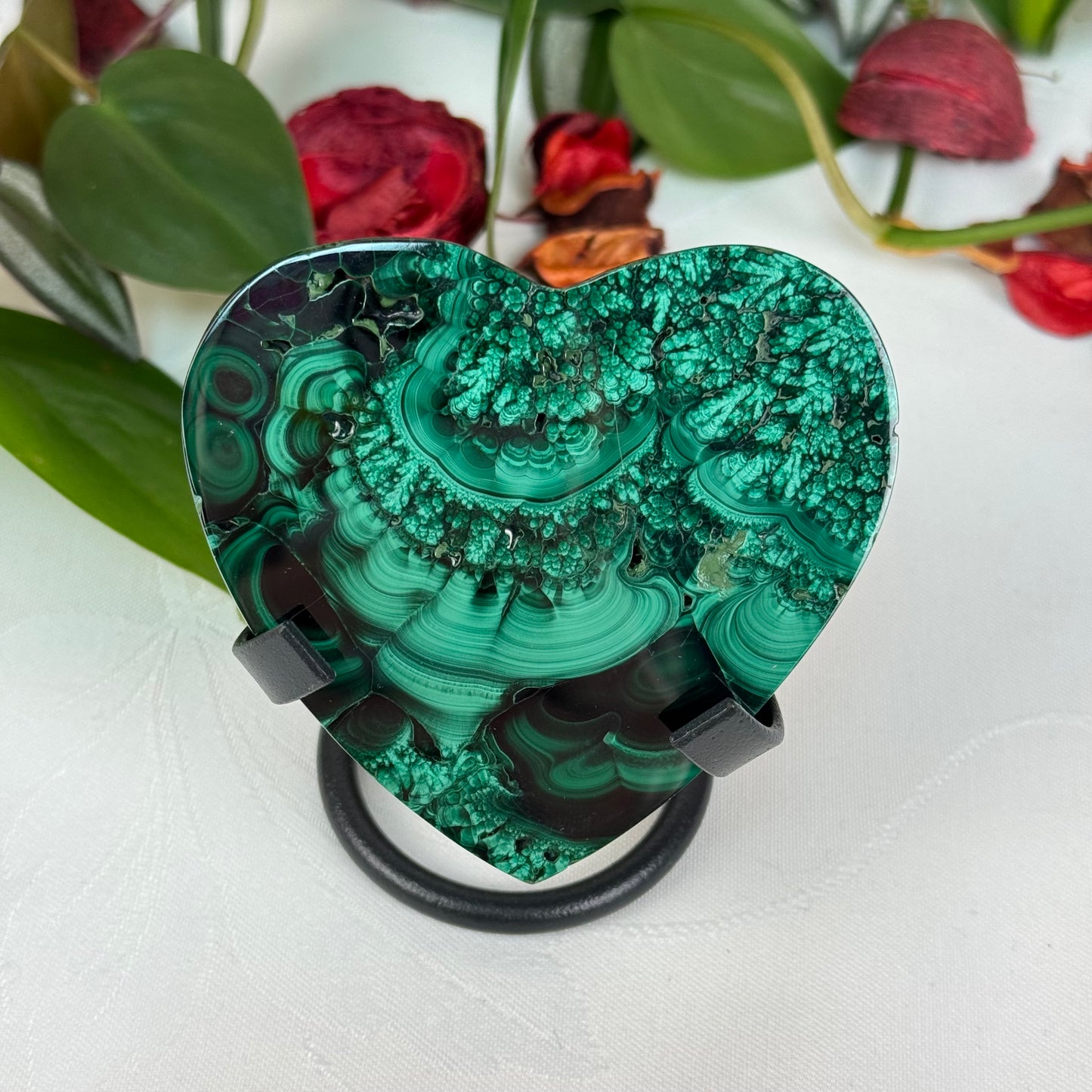 Velvet Flower Malachite Love Heart