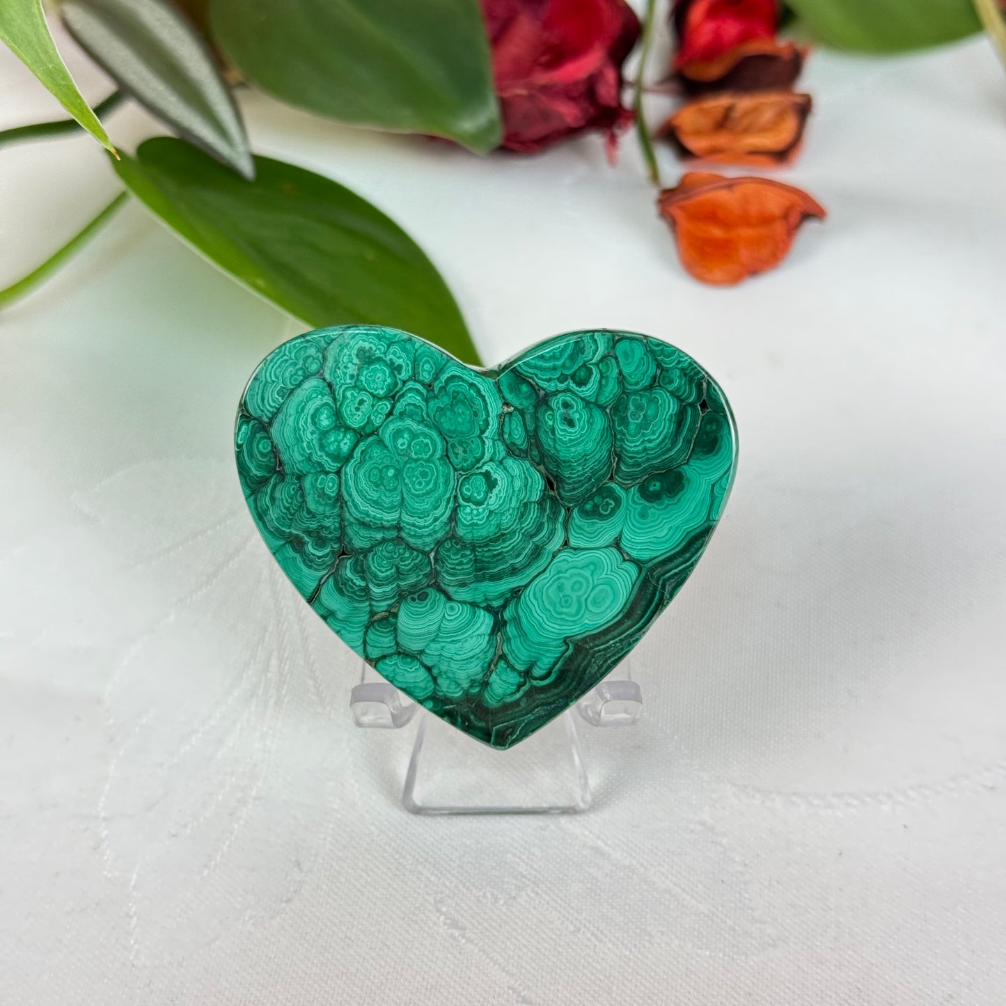 Velvet Flower Malachite Love Heart