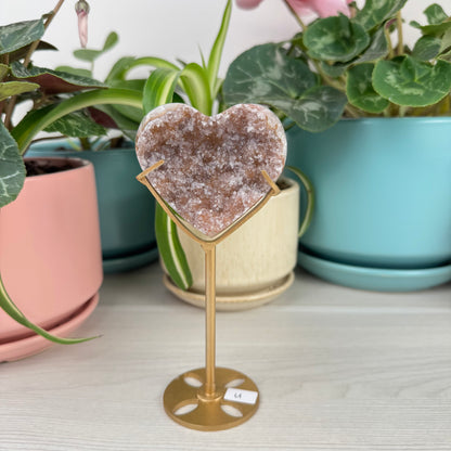 Hand-Carved Uruguayan Rainbow Amethyst Heart (W/ Custom Stand)