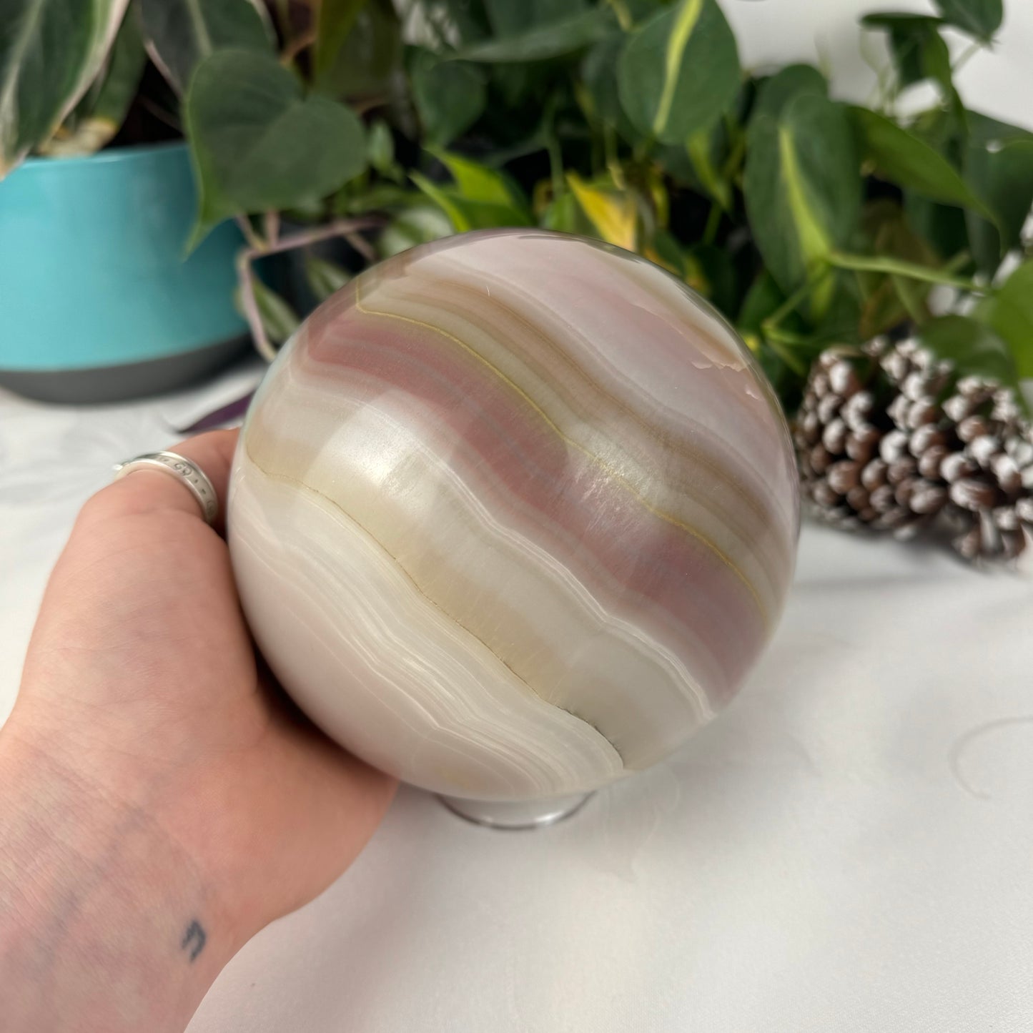 XL Pink Banded Onyx Sphere