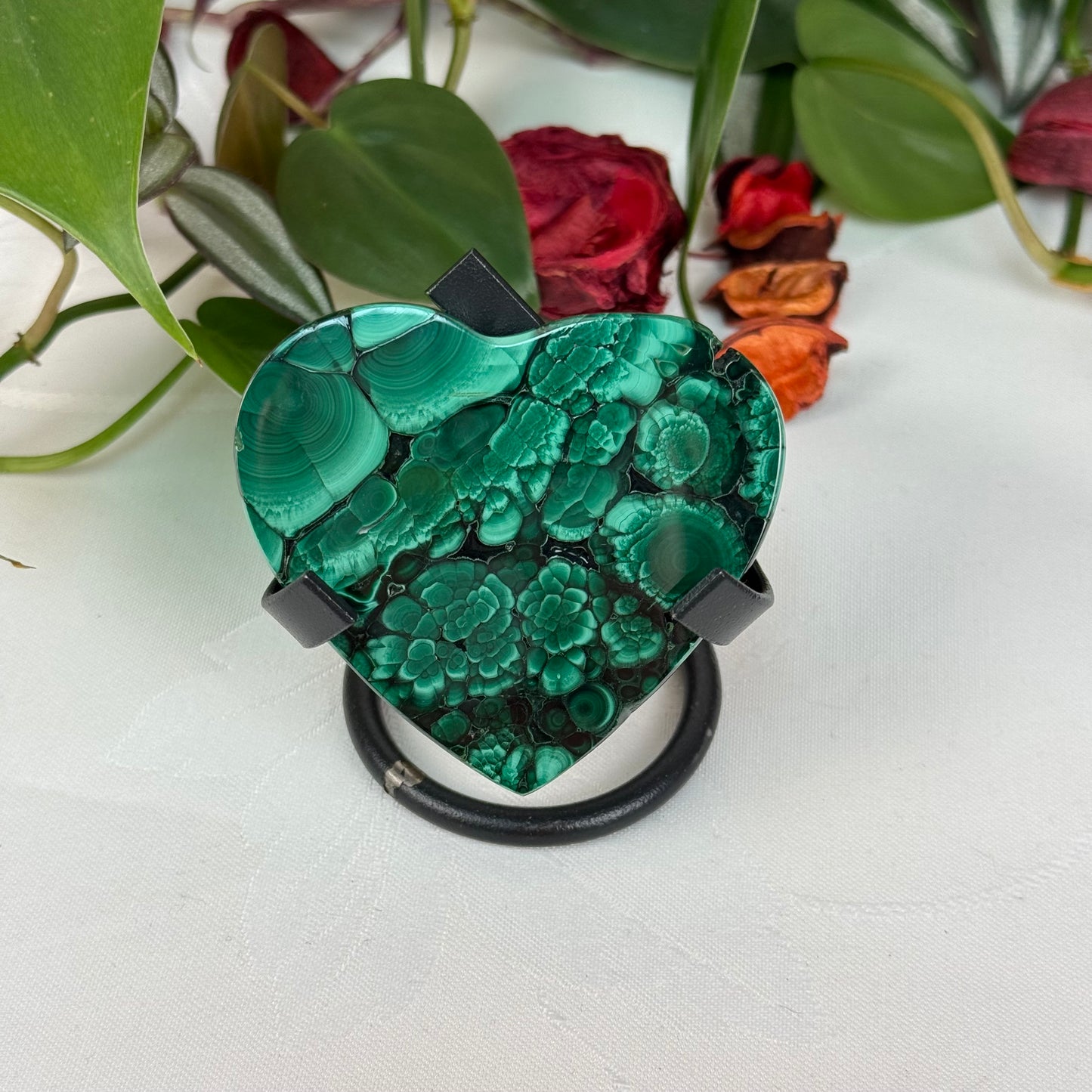 Velvet Flower Malachite Love Heart